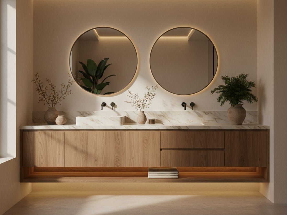 Custom oak bathroom vanity