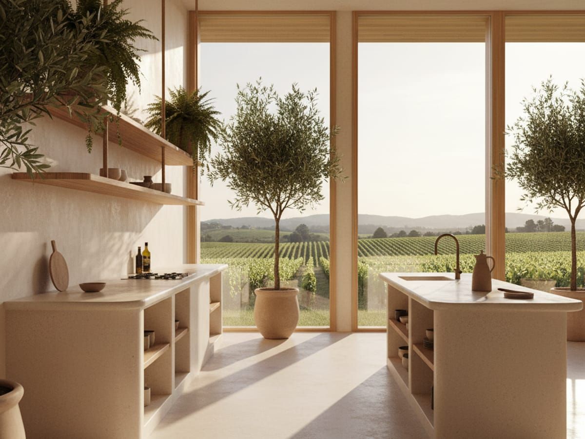 Kitchen windows with vineyard views